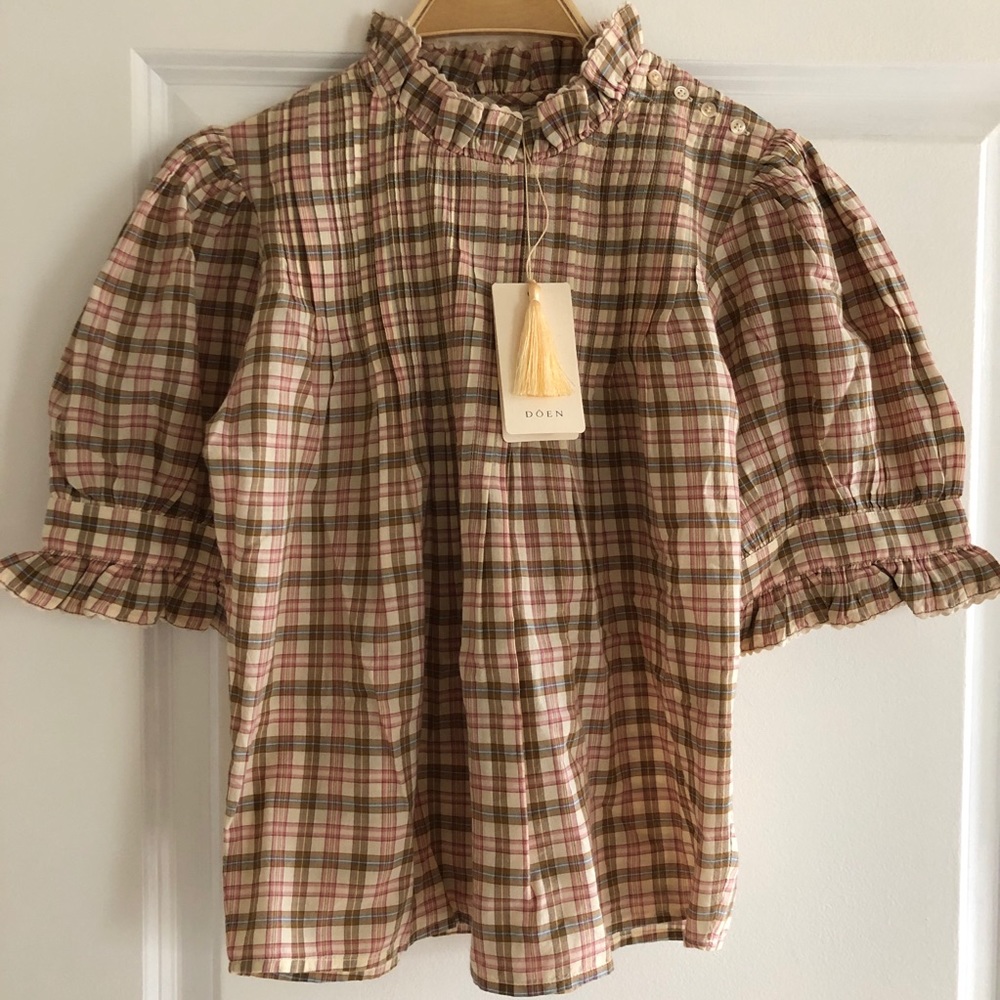 Doen Darien top in Austen plaid
